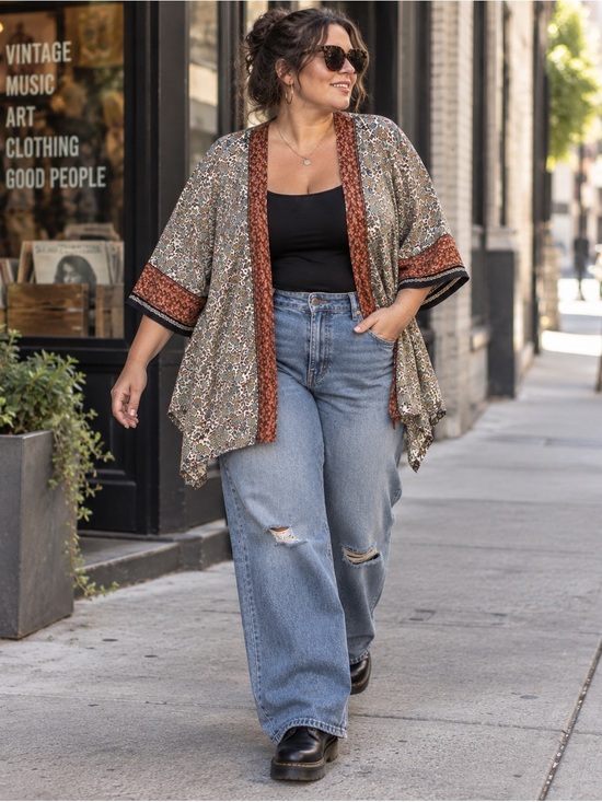 Maurices Tops - maurices boho ditsy floral kimono 4x open front flowy festival cottagecore